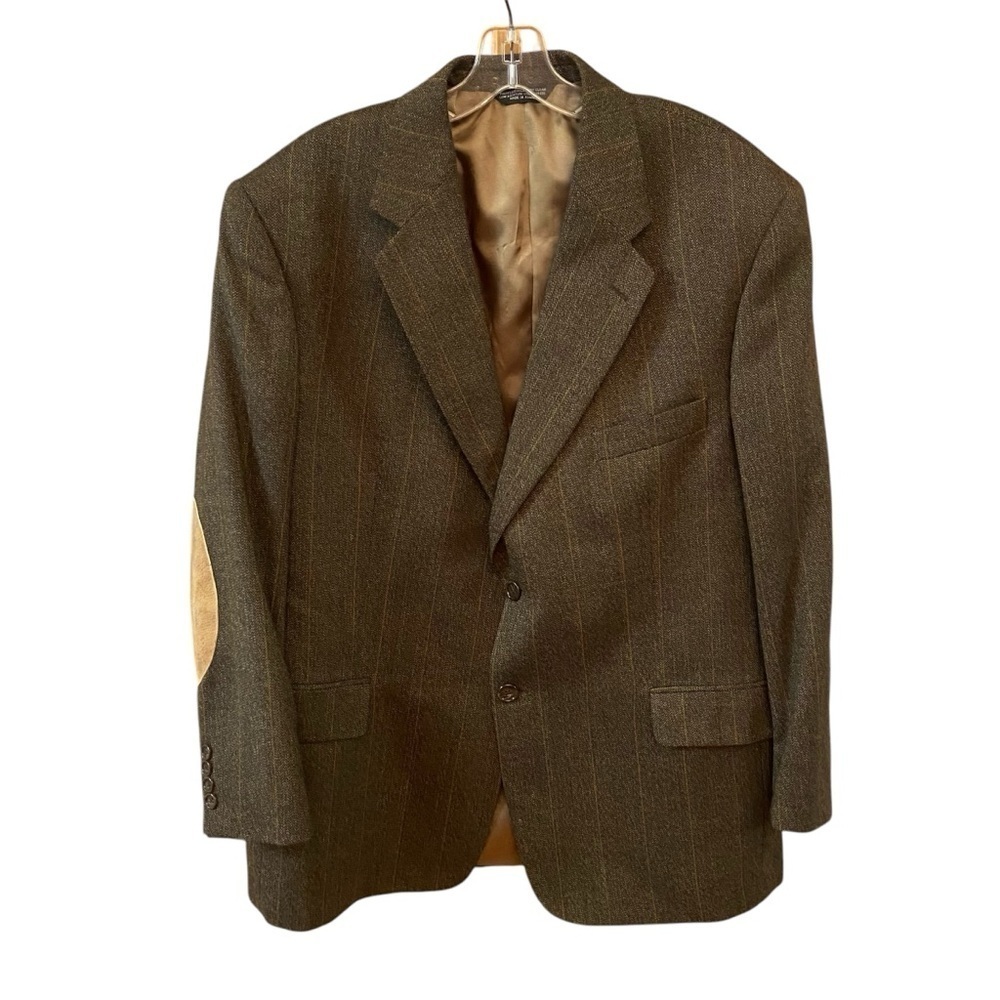 EVAN PICONE MEN’S BLAZER Wool Tweed Sports Coat Leather Elbow Patches Size 44R